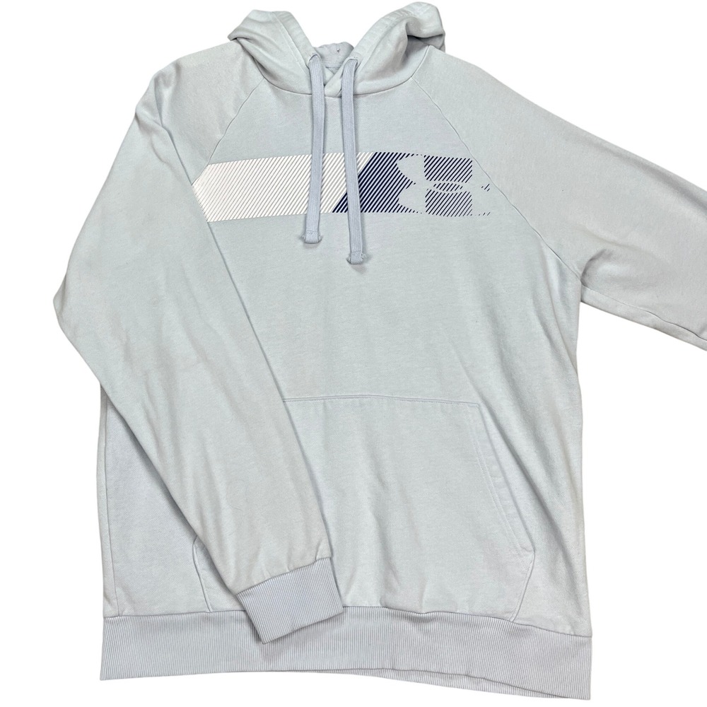 Under Armour Hoodie Mens Medium Light Blue Long Sleeve Drawstring Fleece EUC